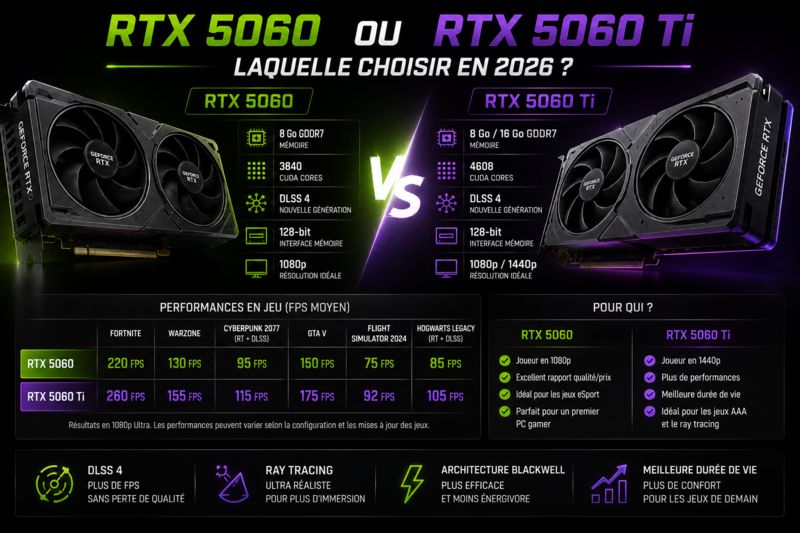 RTX 5060 vs RTX 5060 Ti comparatif